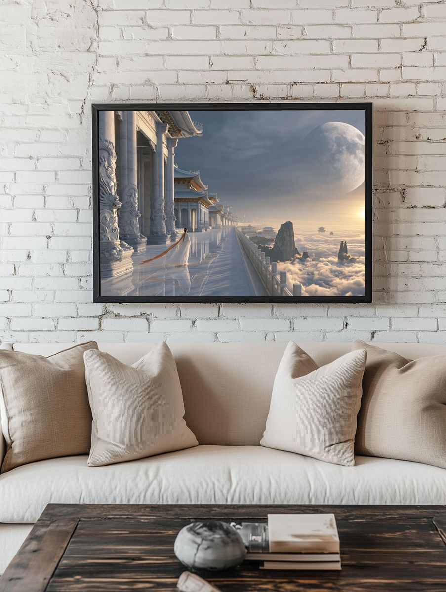 Celestial Temple Sunrise Print. room preview