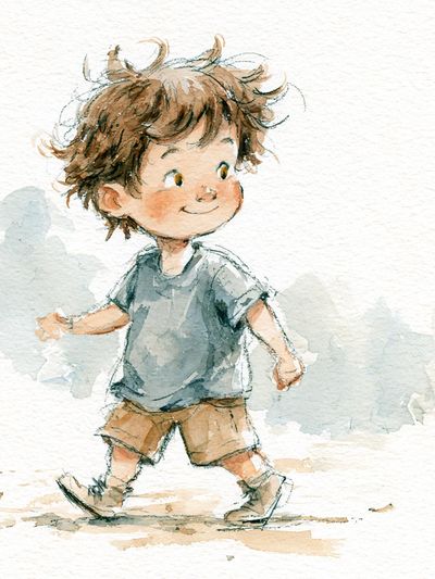 Watercolor Boy Illustration Poster.