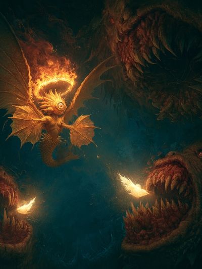 Fire Dragon Fantasy Print. poster
