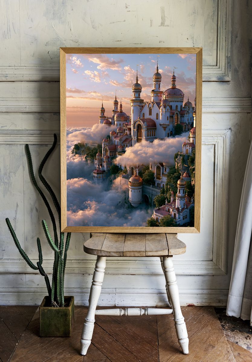 Cloud Castle Fantasy Architecture Poster. room preview