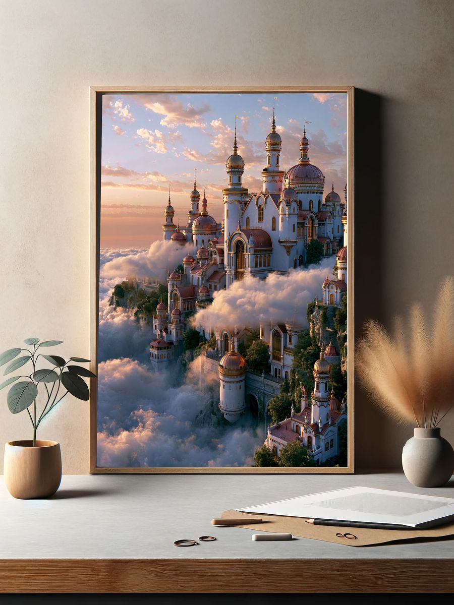 Cloud Castle Fantasy Architecture Poster. — room view 2