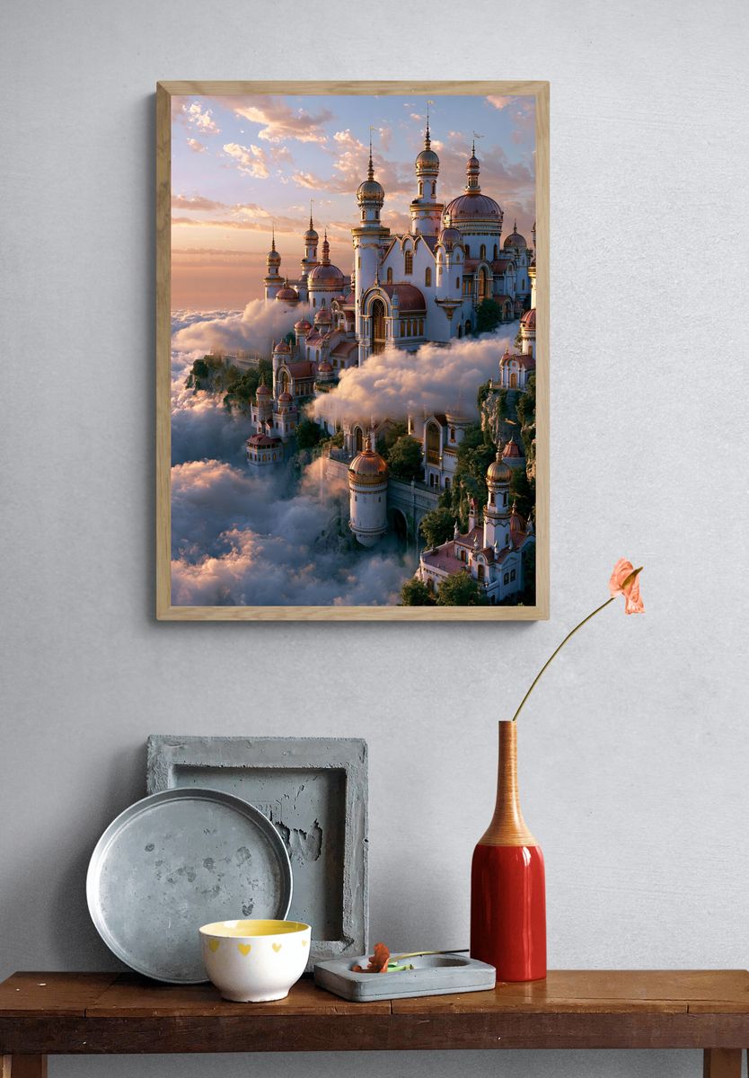 Cloud Castle Fantasy Architecture Poster. — room view 3