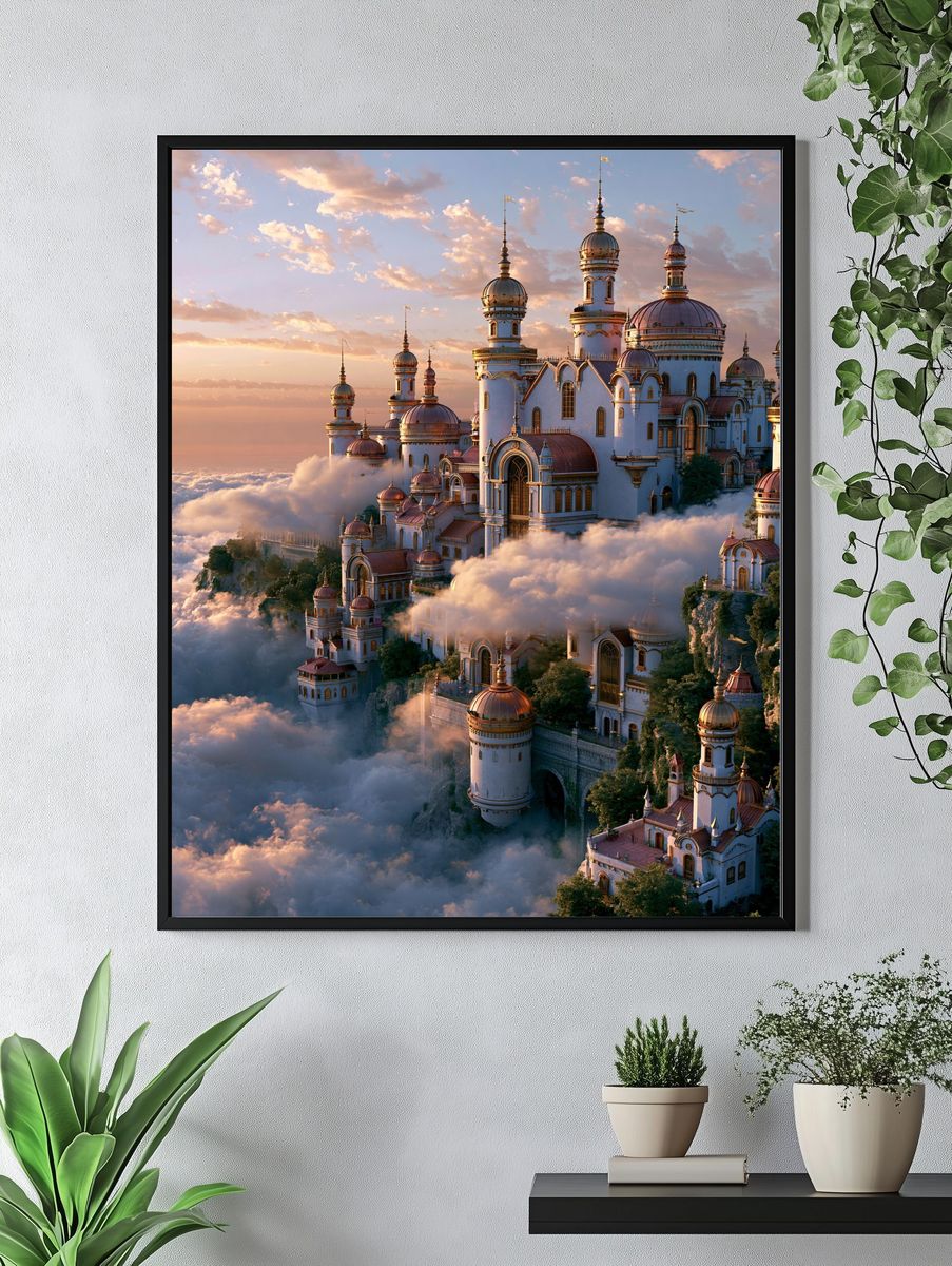 Cloud Castle Fantasy Architecture Poster. — room view 4