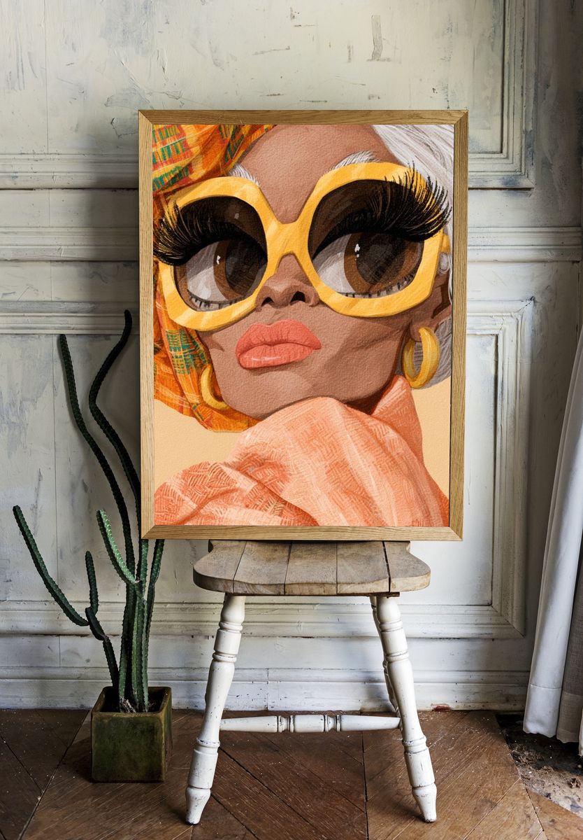 Stylish Portrait Illustration Poster. — room view 1