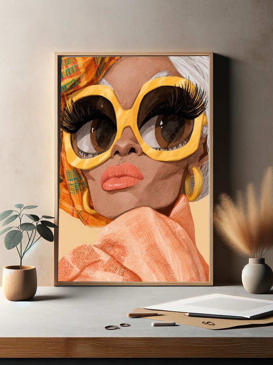Stylish Portrait Illustration Poster. — room view 2
