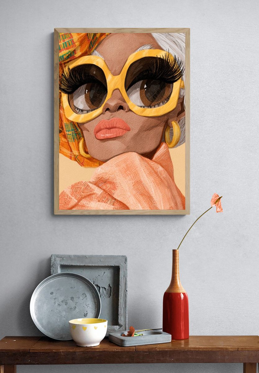 Stylish Portrait Illustration Poster. — room view 3