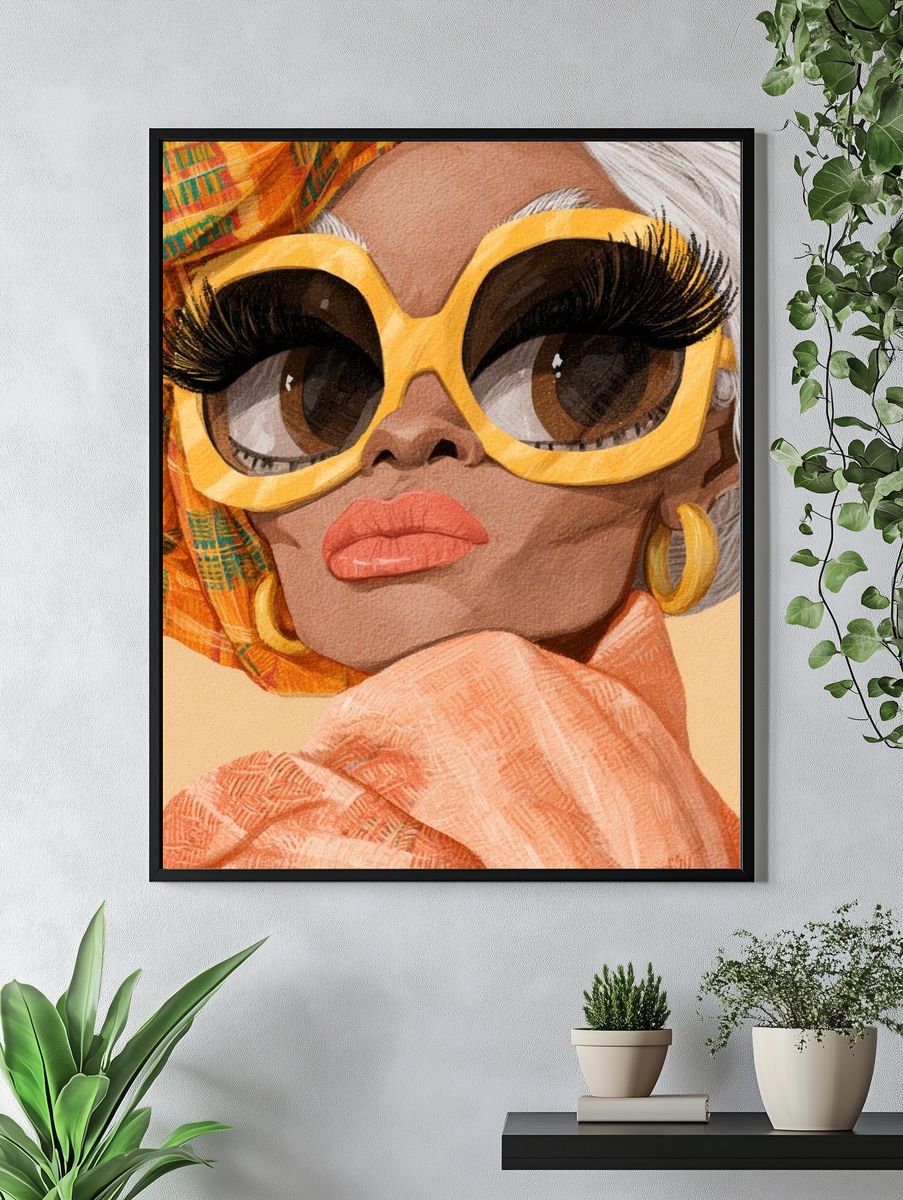 Stylish Portrait Illustration Poster. — room view 4