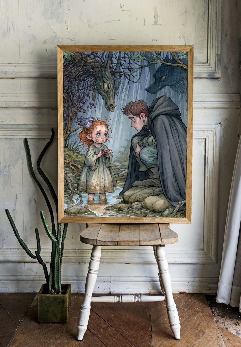 Forest Encounter Fantasy Illustration Poster. room preview