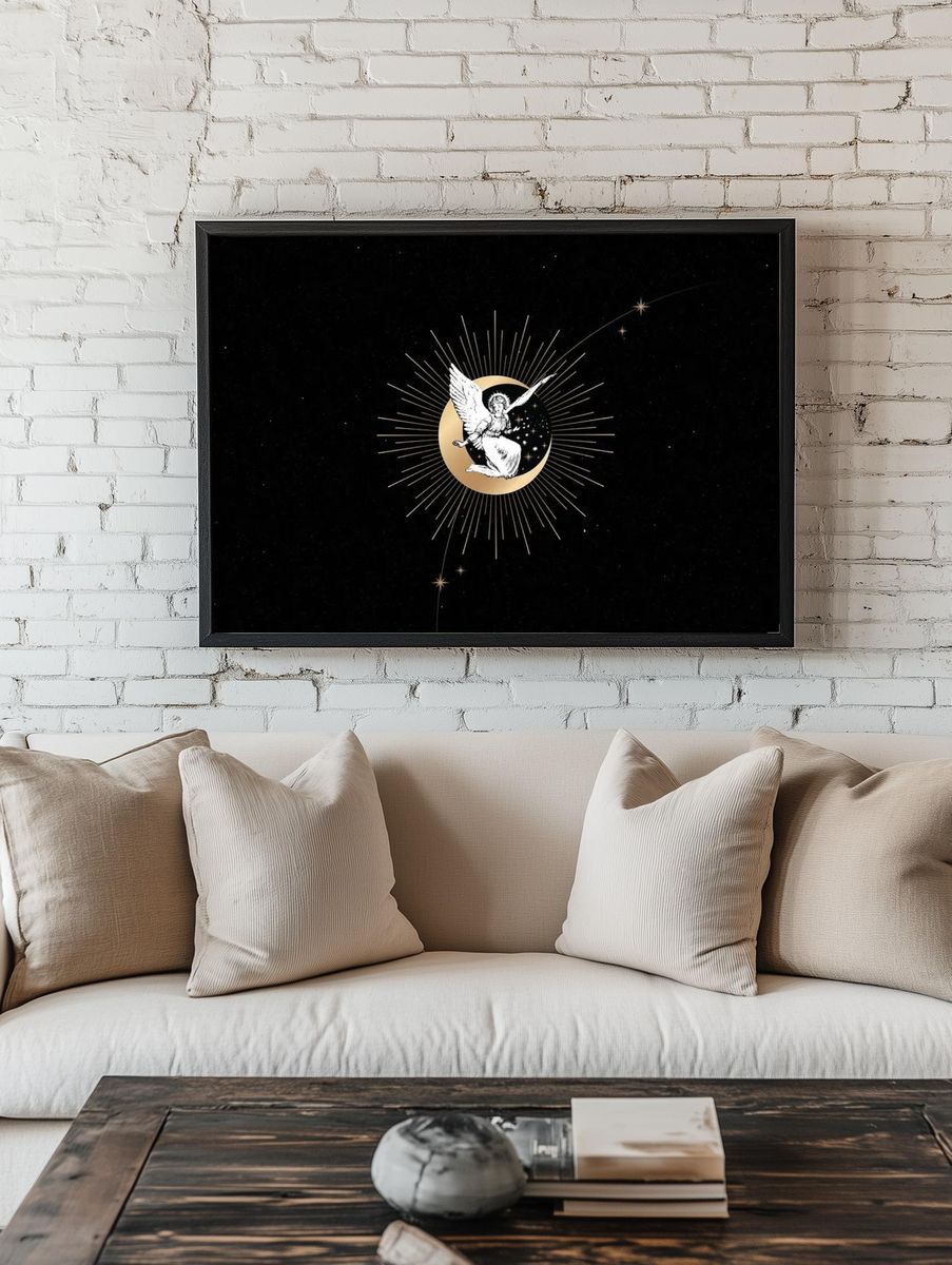 Vintage Christmas angel crescent moon. — room view 1