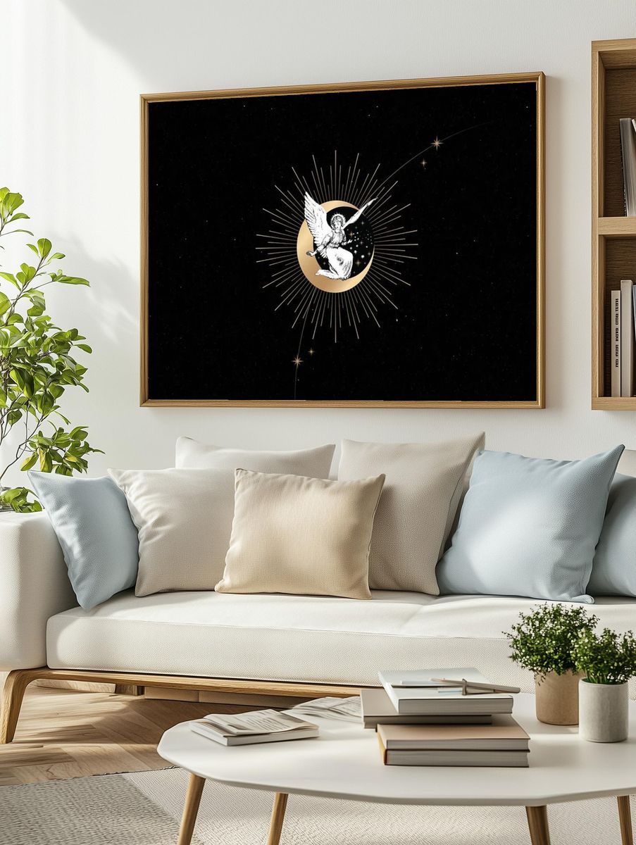 Vintage Christmas angel crescent moon. — room view 2