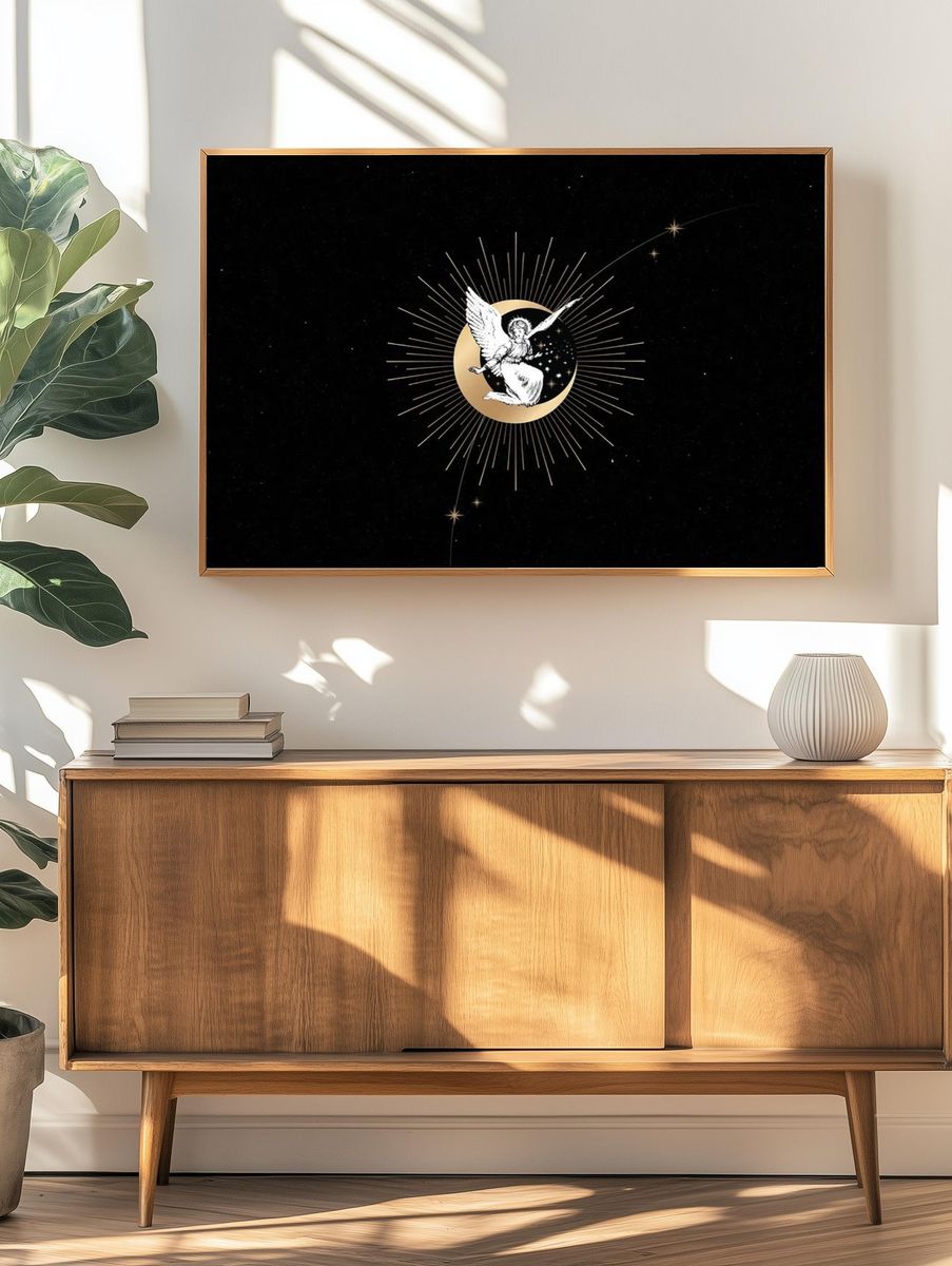 Vintage Christmas angel crescent moon. — room view 3