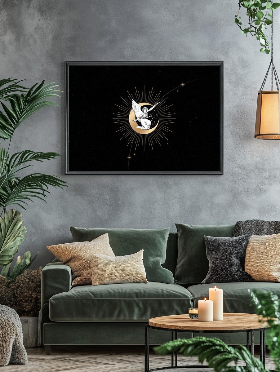 Vintage Christmas angel crescent moon. — room view 4