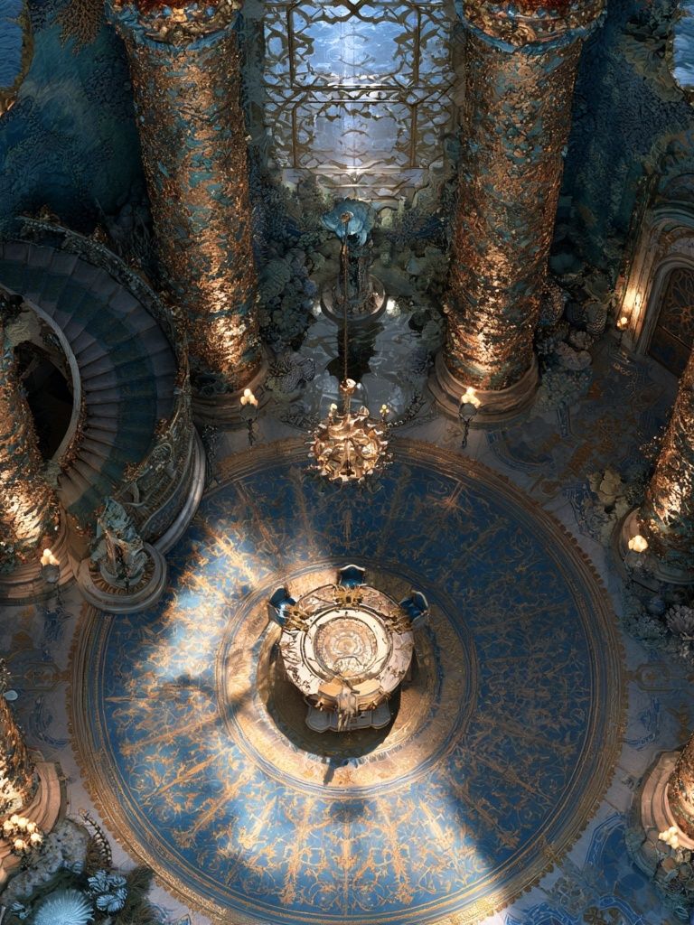 Enchanted Palace Hallway Illustration Poster. poster detail