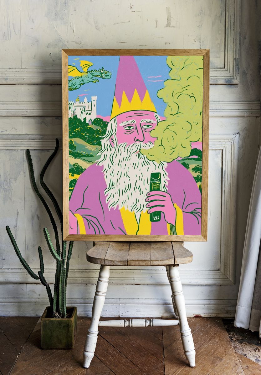 Wizard Fantasy Illustration Poster. room preview