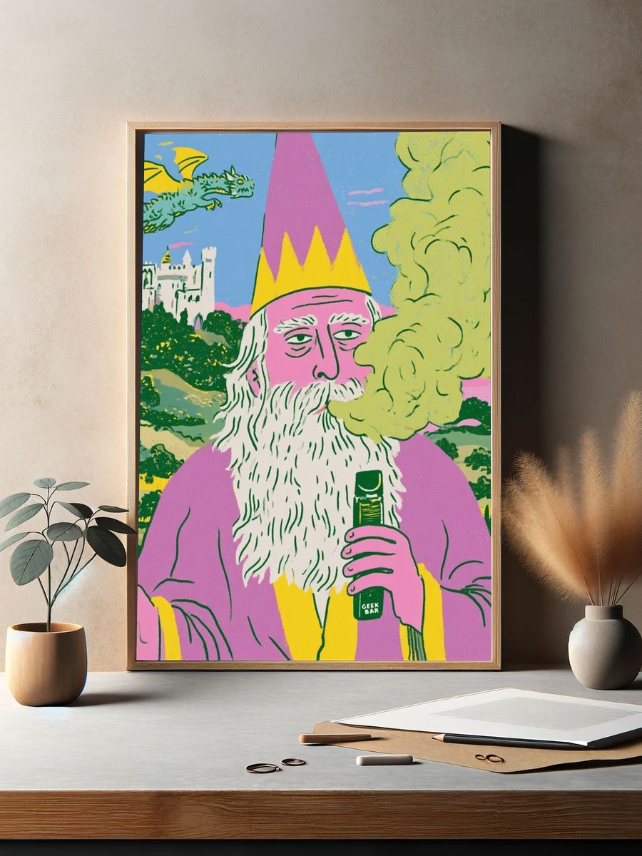 Wizard Fantasy Illustration Poster. — room view 2