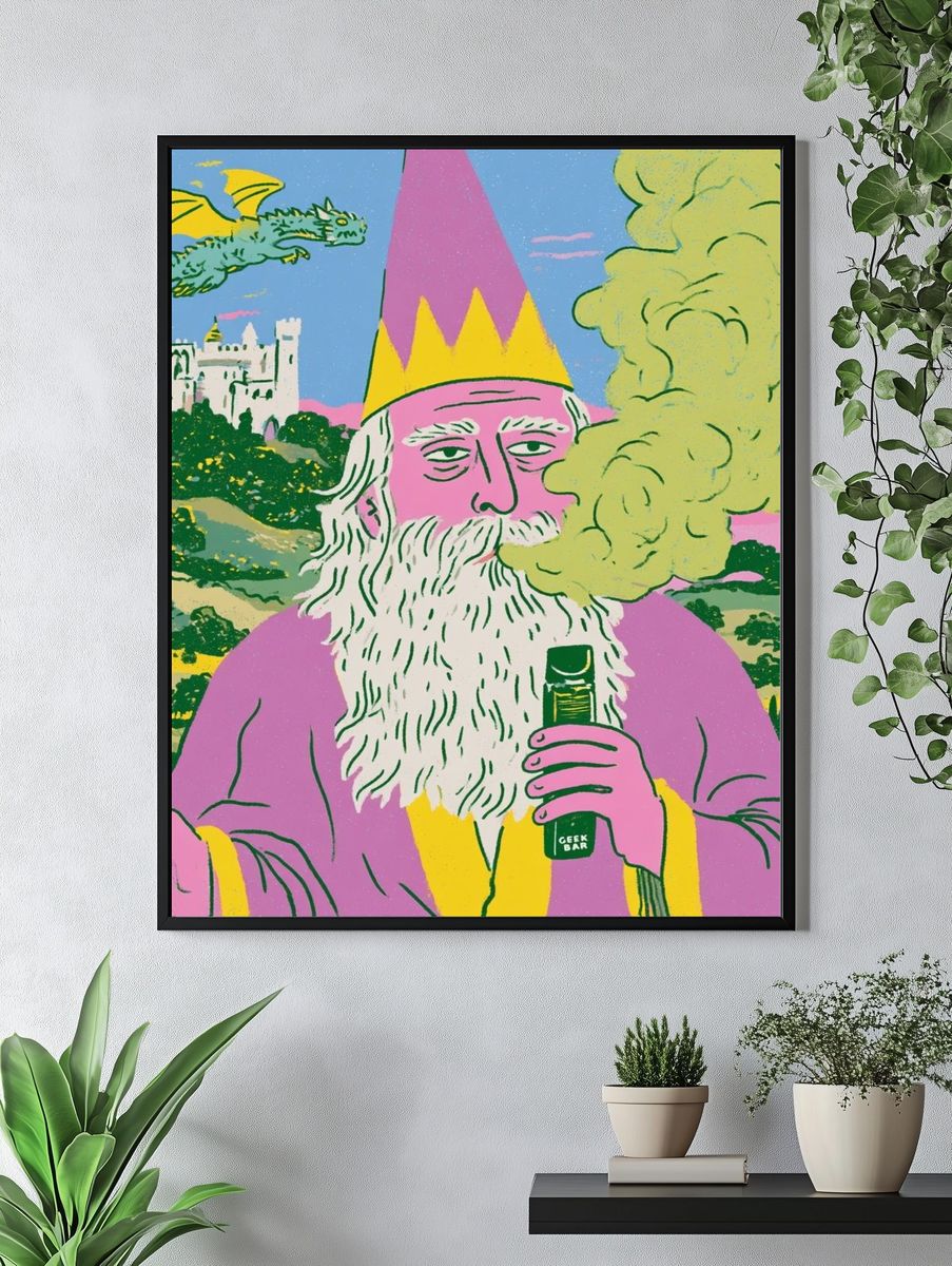 Wizard Fantasy Illustration Poster. — room view 4