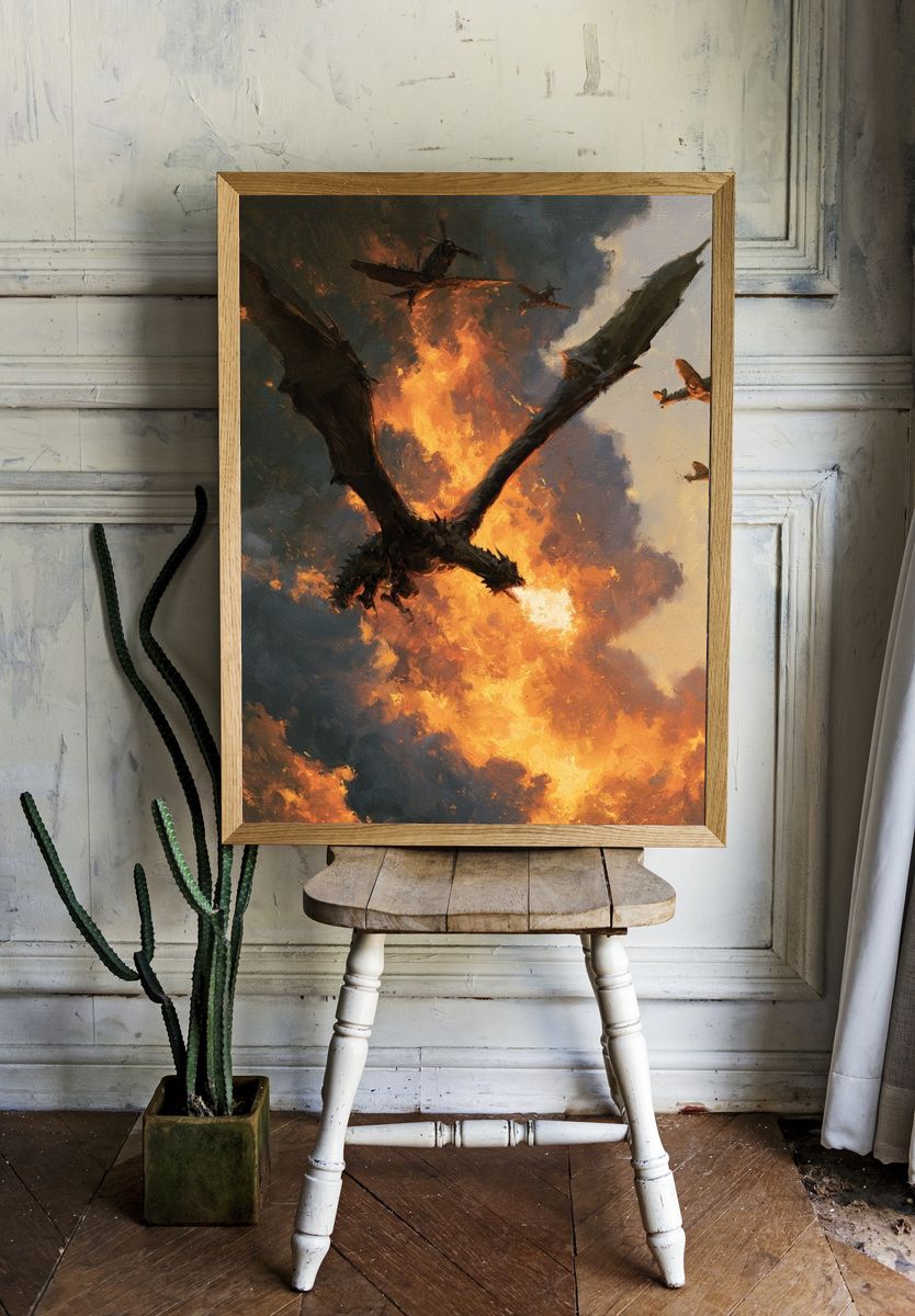 Dragon Battle in the Sky Poster. room preview
