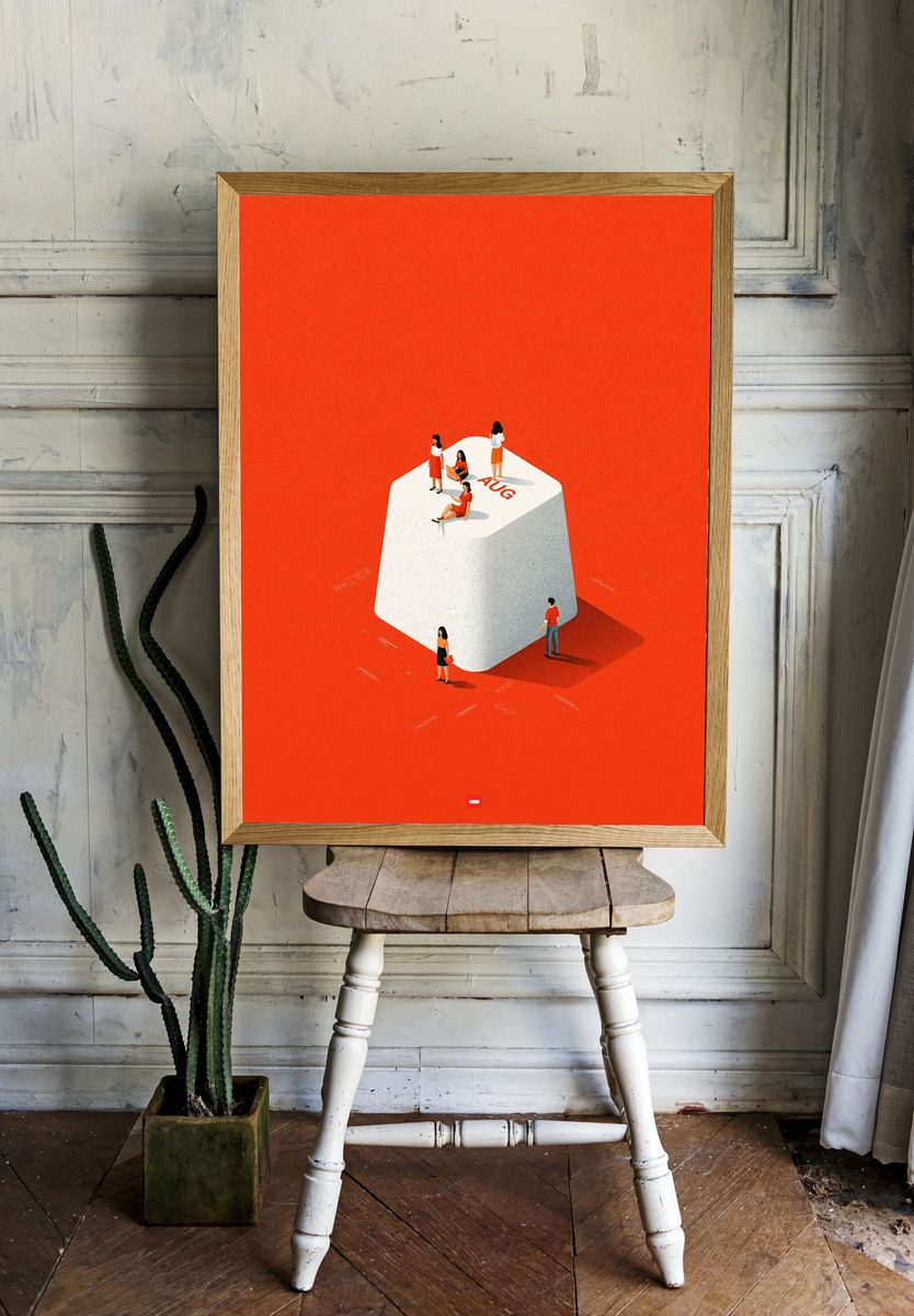 August Calendar Illustration Poster. room preview