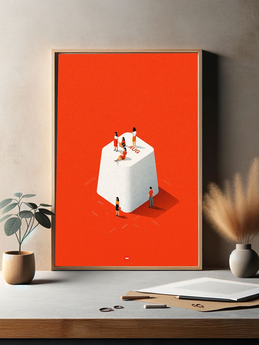 August Calendar Illustration Poster. — room view 2