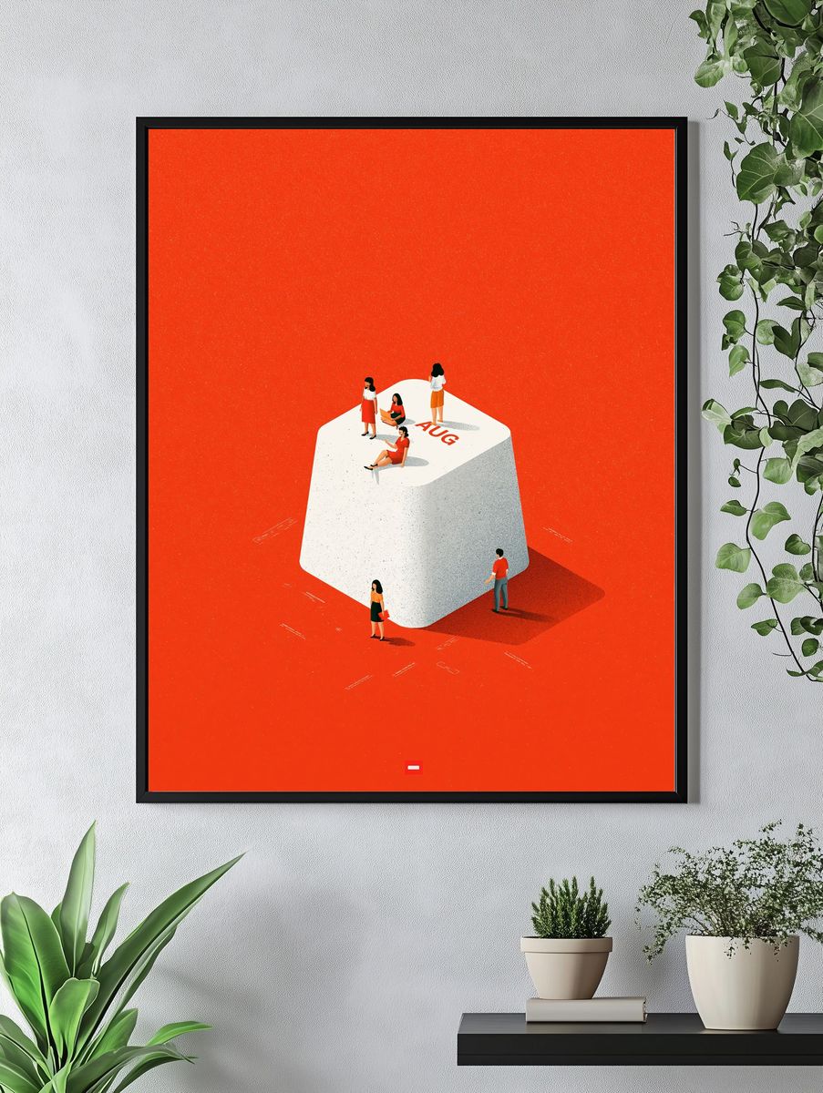 August Calendar Illustration Poster. — room view 4