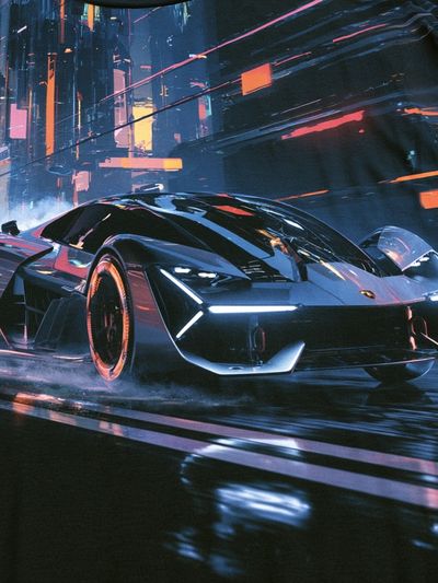Neon Cyberpunk Supercar Poster. poster
