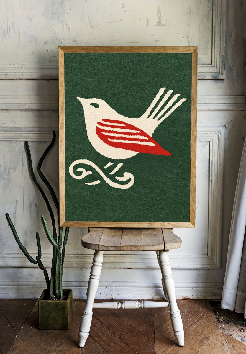 Folk Bird Illustration Poster. room preview