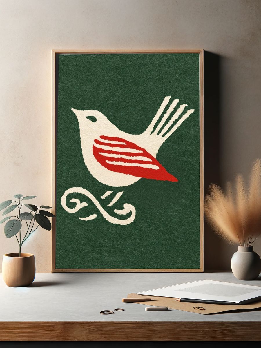 Folk Bird Illustration Poster. — room view 2