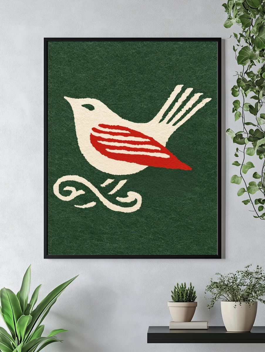 Folk Bird Illustration Poster. — room view 4