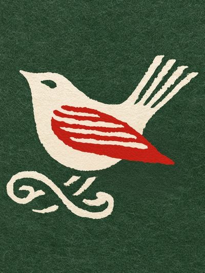 Folk Bird Illustration Poster.