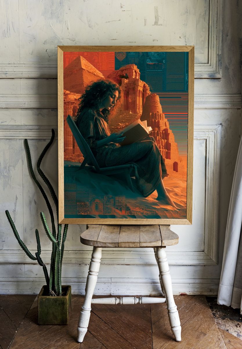 Desert Reader Surrealism Poster. — room view 1