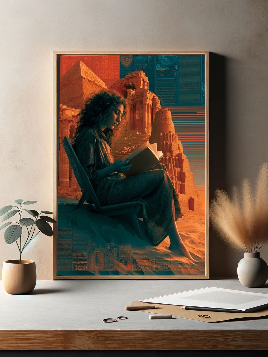 Desert Reader Surrealism Poster. — room view 2