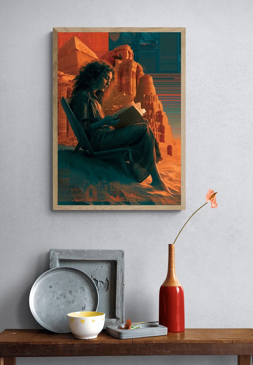 Desert Reader Surrealism Poster. — room view 3