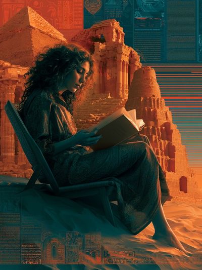Desert Reader Surrealism Poster. poster