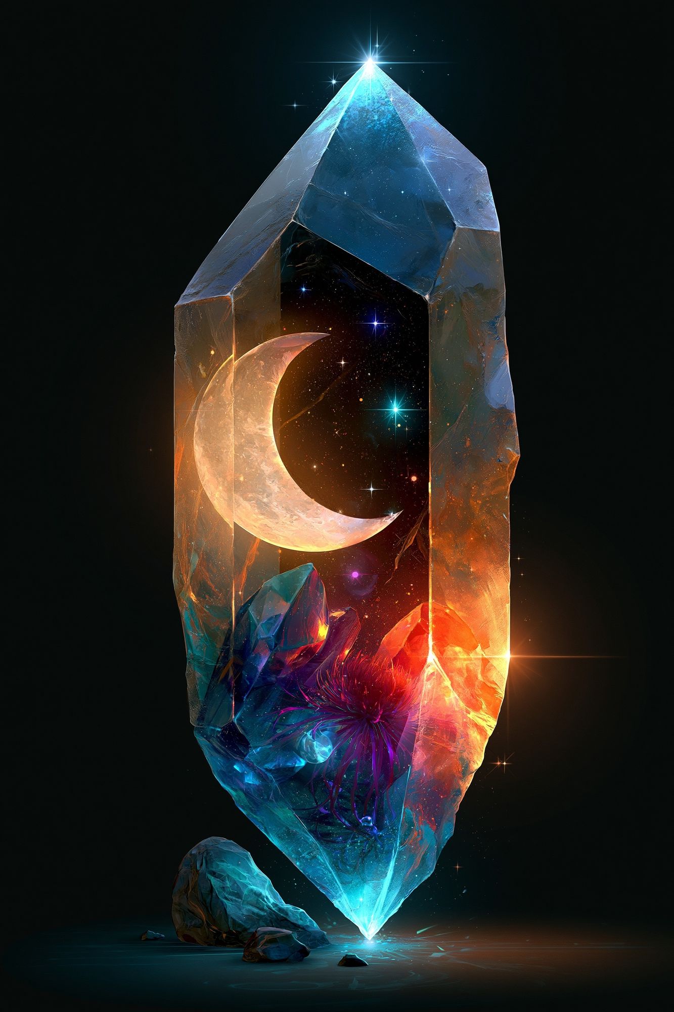 Celestial Crystal Moon Poster. poster — illustration art