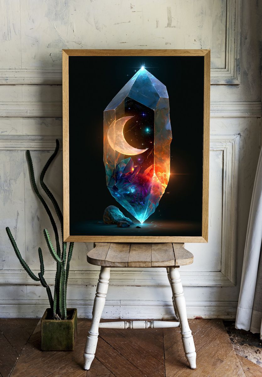 Celestial Crystal Moon Poster. room preview