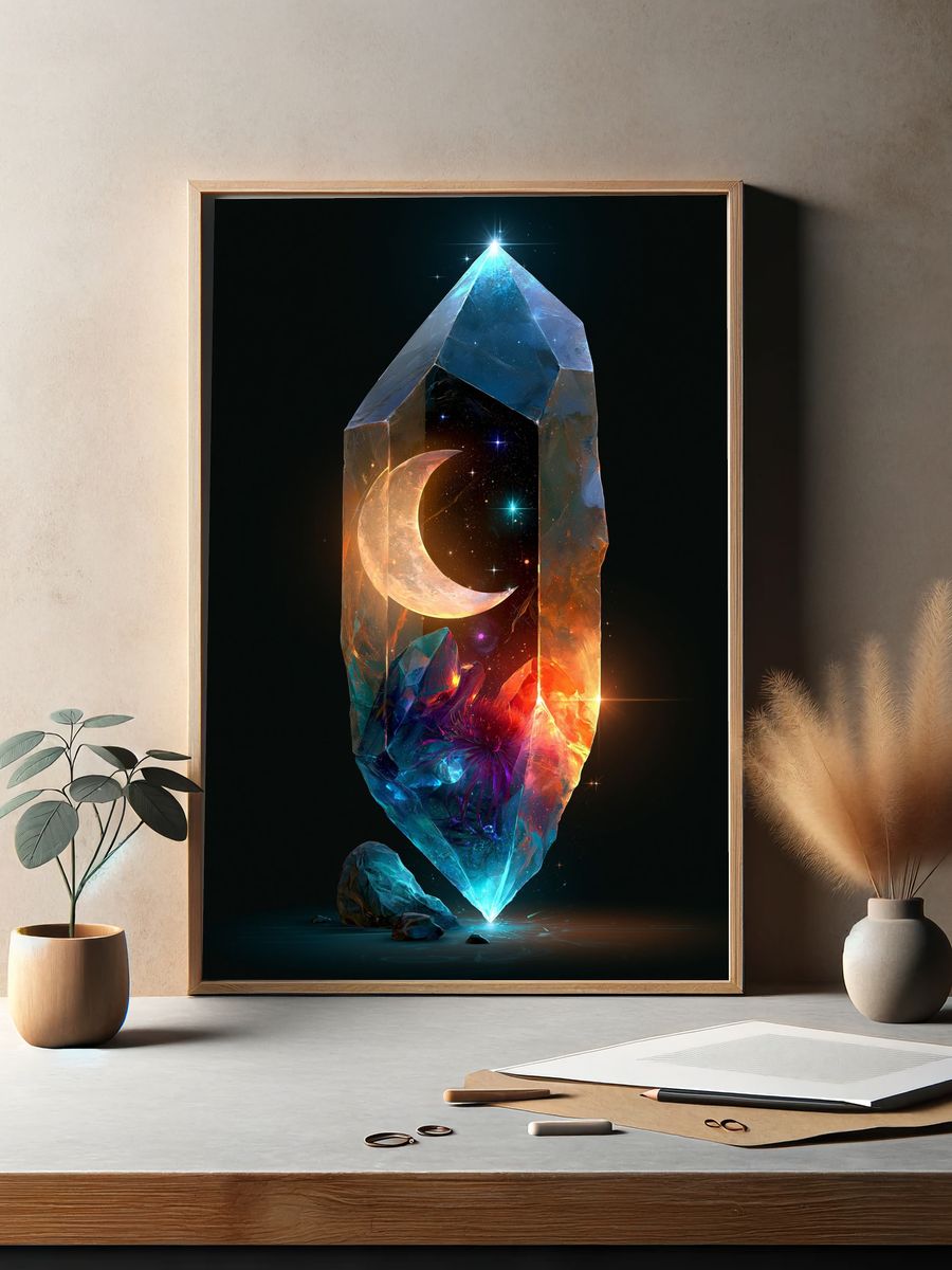 Celestial Crystal Moon Poster. — room view 2