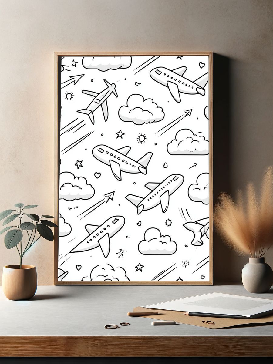 Airplane Clouds Pattern Poster. — room view 2