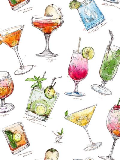 Cocktail Sketches Illustration Poster. poster