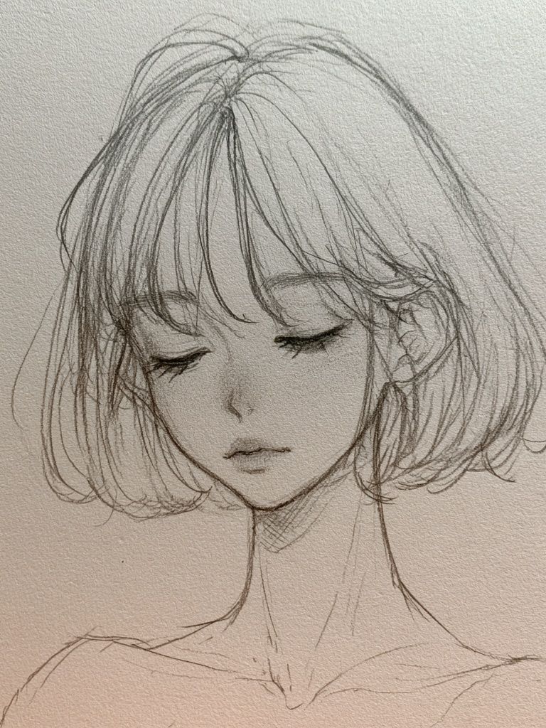 Serene Girl Sketch Poster. poster — illustration art