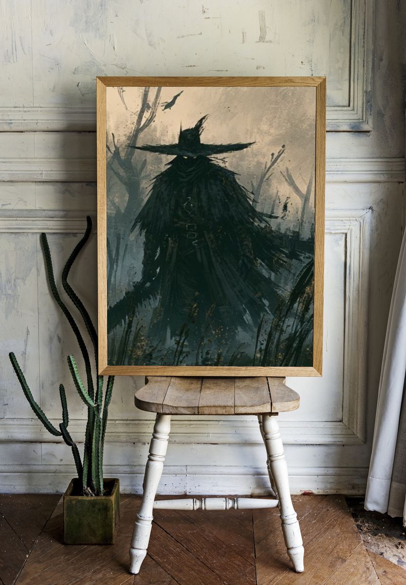 Dark Witch Silhouette Illustration Poster. room preview