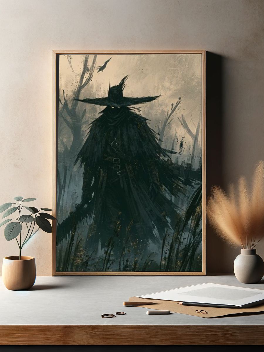 Dark Witch Silhouette Illustration Poster. — room view 2
