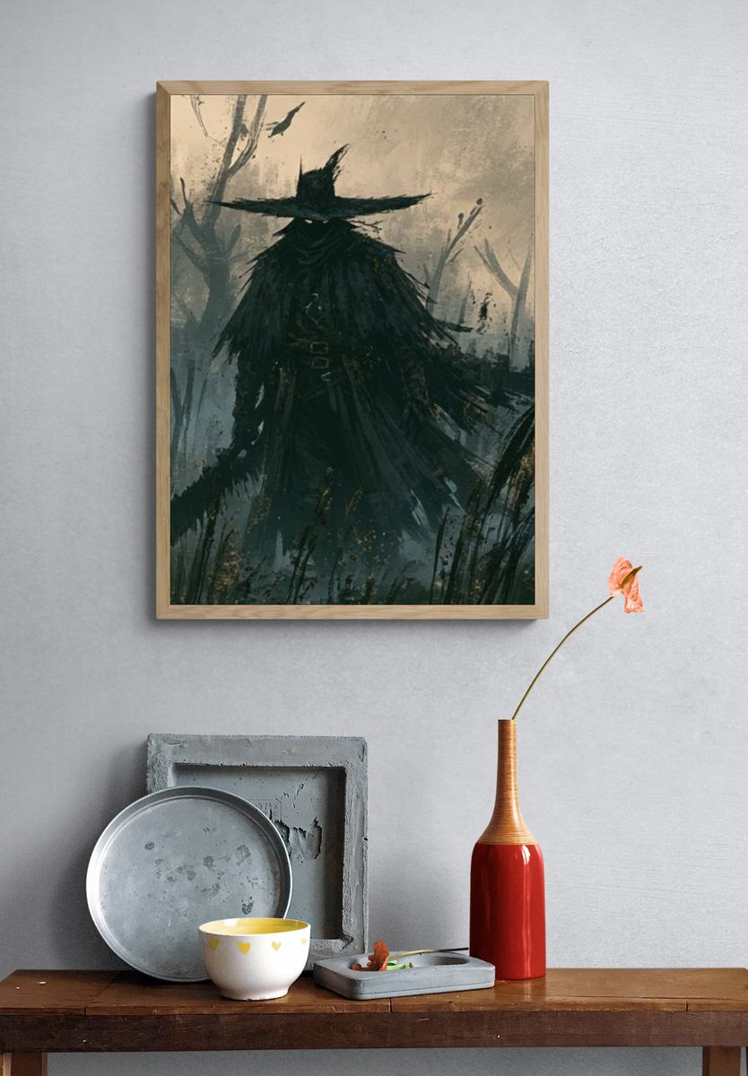 Dark Witch Silhouette Illustration Poster. — room view 3