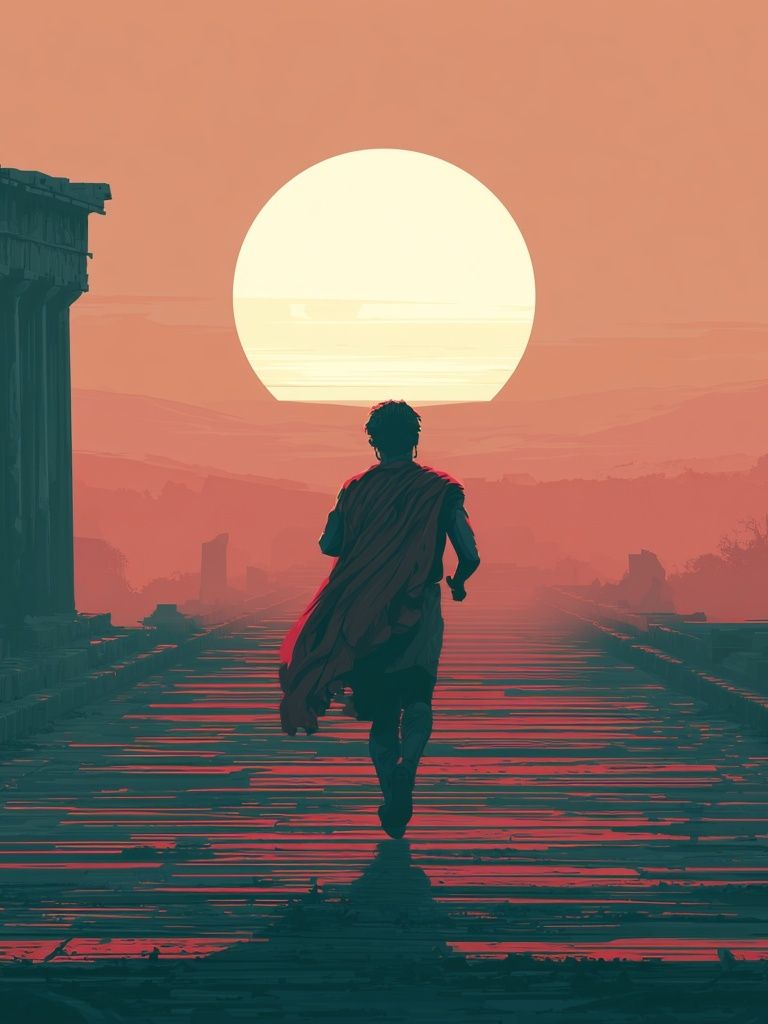 Sunset Runner Digital Art Print. poster — illustration art