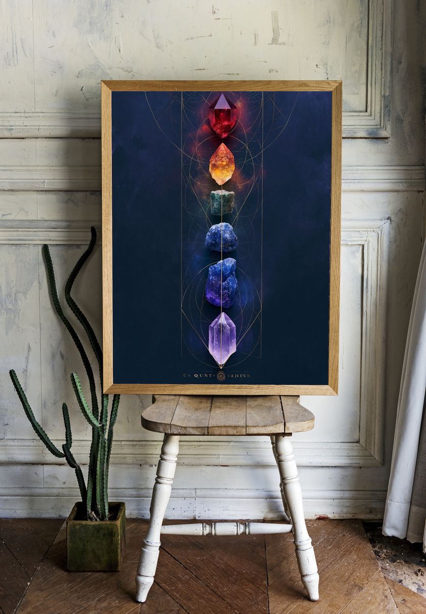 Chakra Crystals Illustration Poster. — room view 1