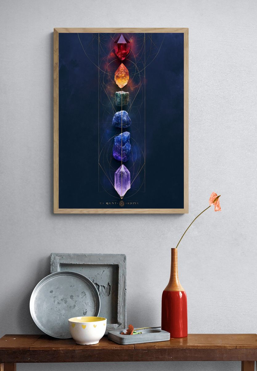 Chakra Crystals Illustration Poster. — room view 3