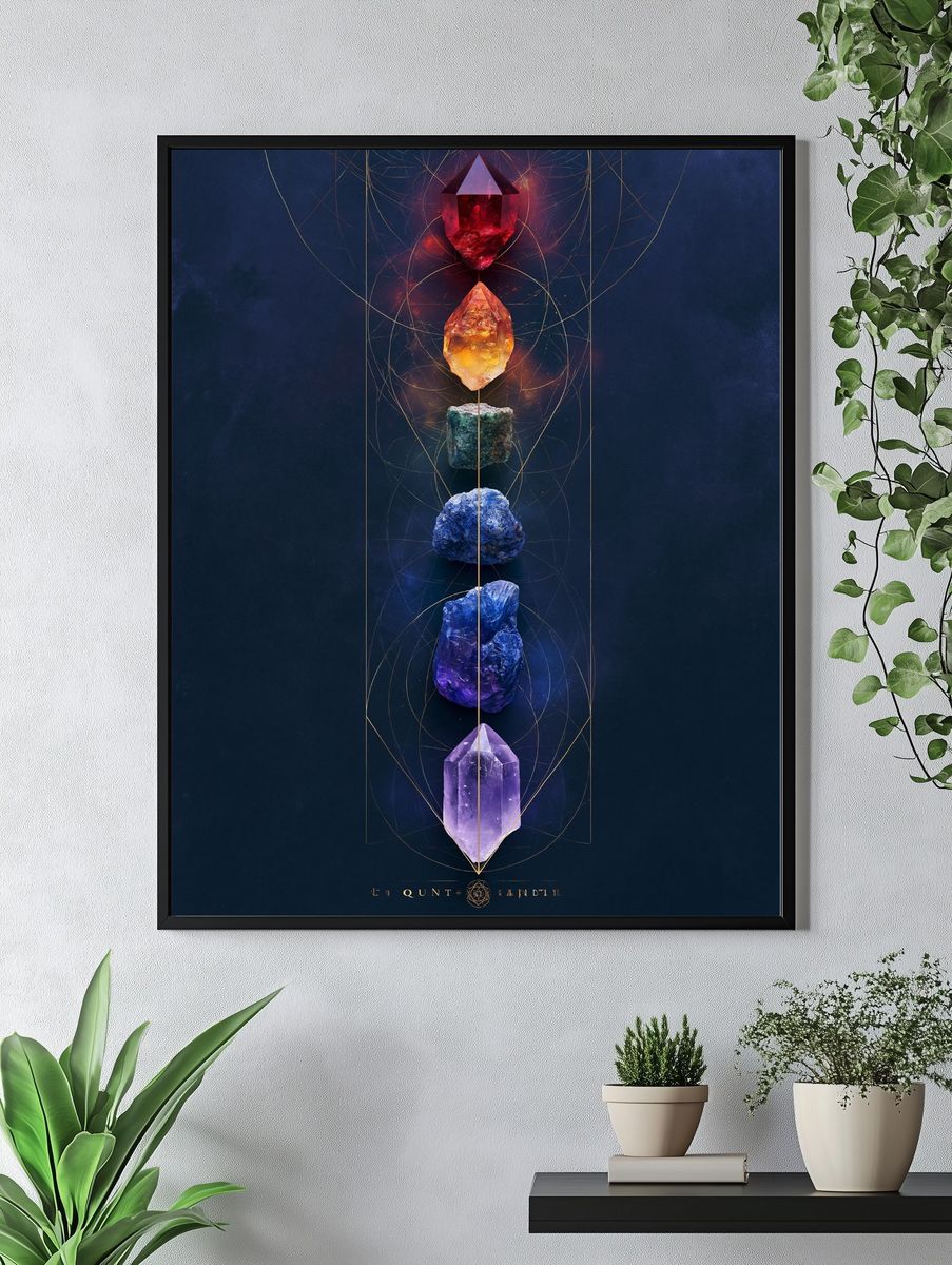 Chakra Crystals Illustration Poster. — room view 4