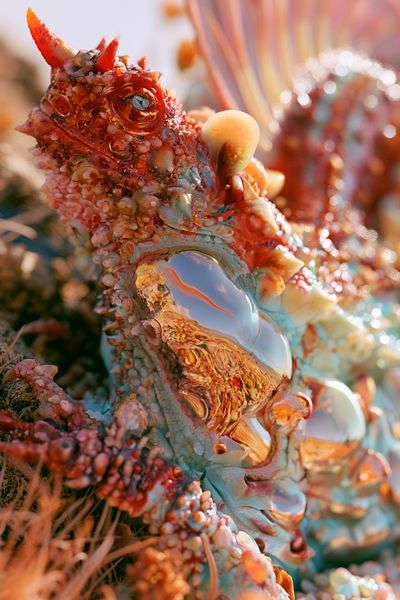 Coral Dragon Fantasy Illustration Poster.