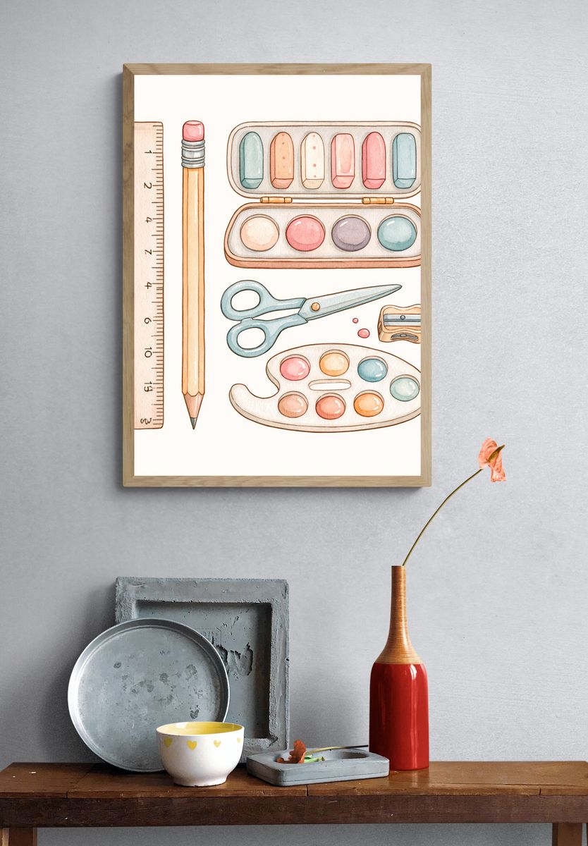 Floating Balloons House Illustration Poster. — room view 3