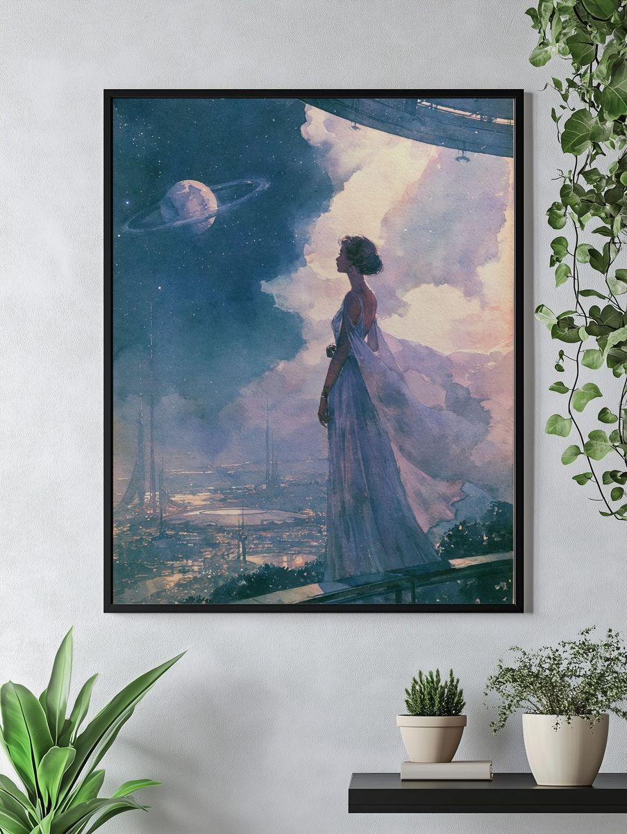 Celestial Woman Watercolor Poster. — room view 4