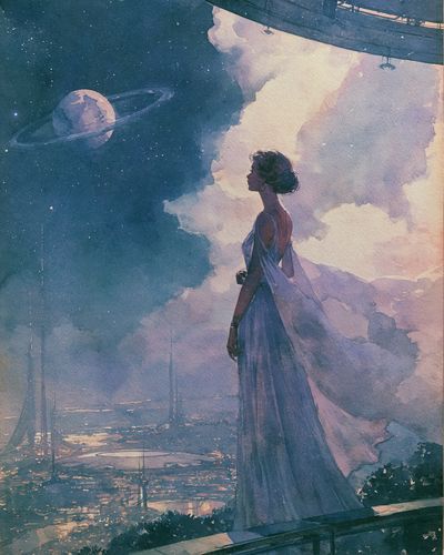 Celestial Woman Watercolor Poster.